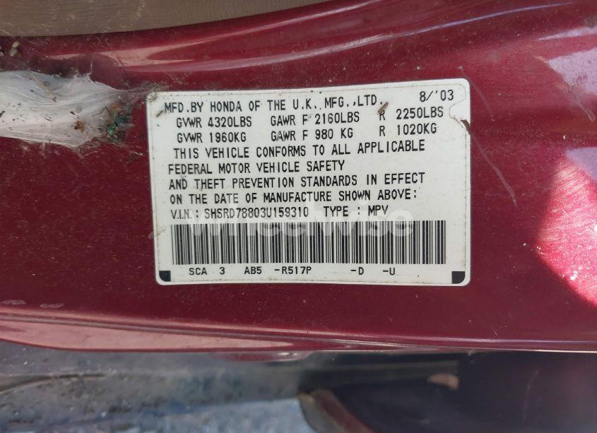 Photo 9 of 2003 Honda Cr-v EX (VIN SHSRD78803U159310)