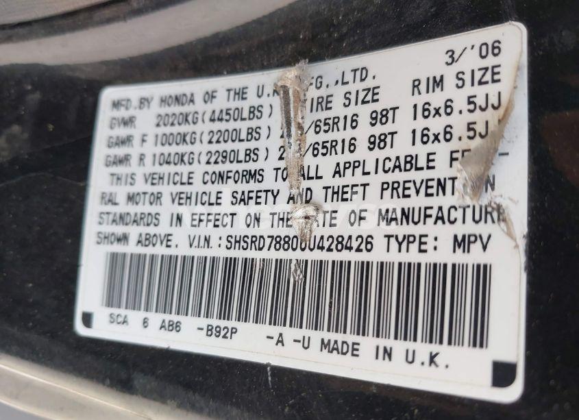 Photo 9 of 2006 Honda Cr-v EX (VIN SHSRD78806U428426)