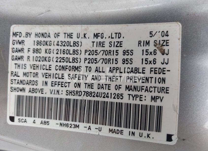 Photo 9 of 2004 Honda Cr-v EX (VIN SHSRD788246241265)