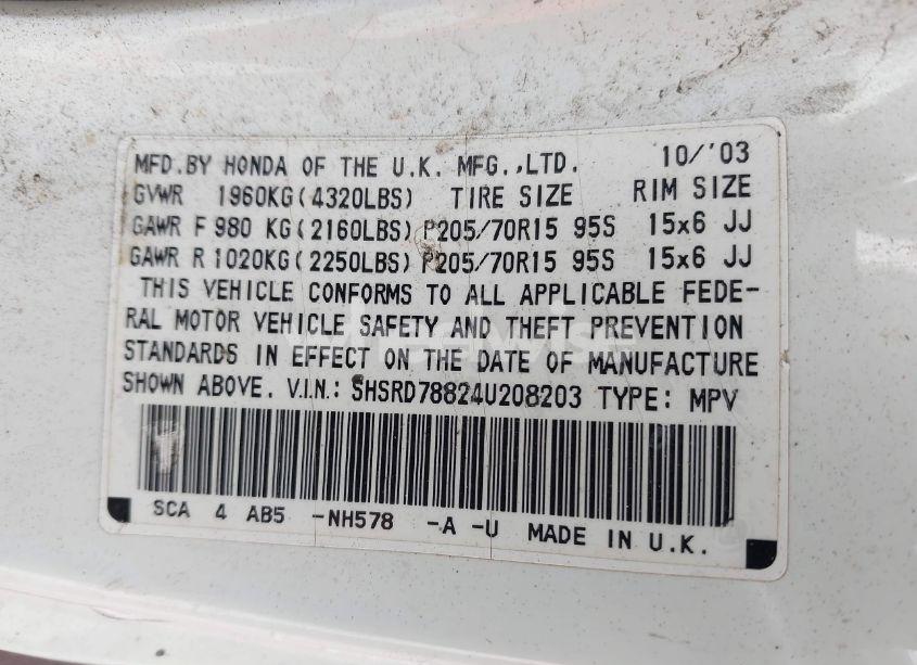 Photo 9 of 2004 Honda Cr-v EX (VIN SHSRD78824U208203)