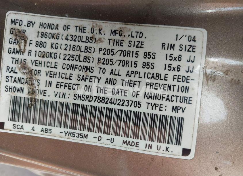 Photo 9 of 2004 Honda Cr-v EX (VIN SHSRD78824U223705)