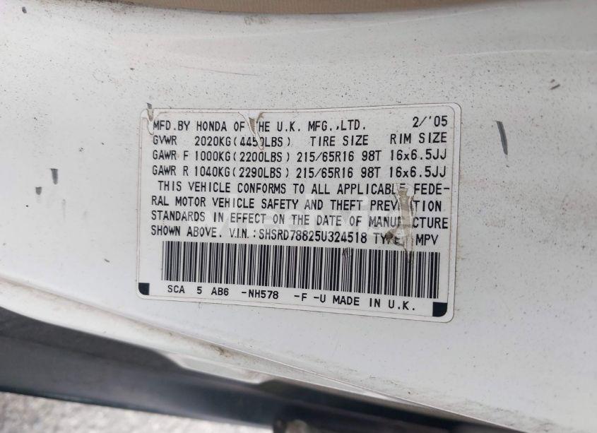 Photo 9 of 2005 Honda Cr-v EX (VIN SHSRD78825U324518)