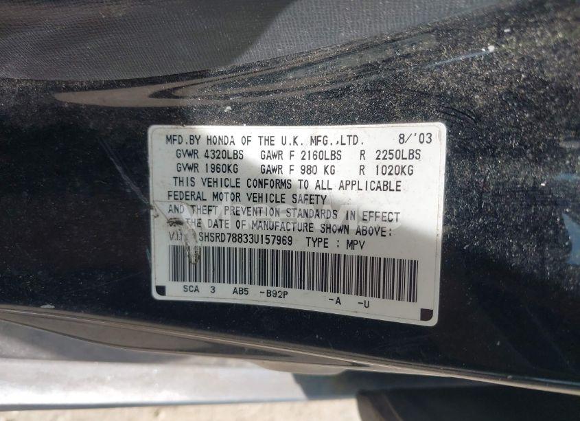 Photo 9 of 2003 Honda Cr-v EX (VIN SHSRD78833U157969)