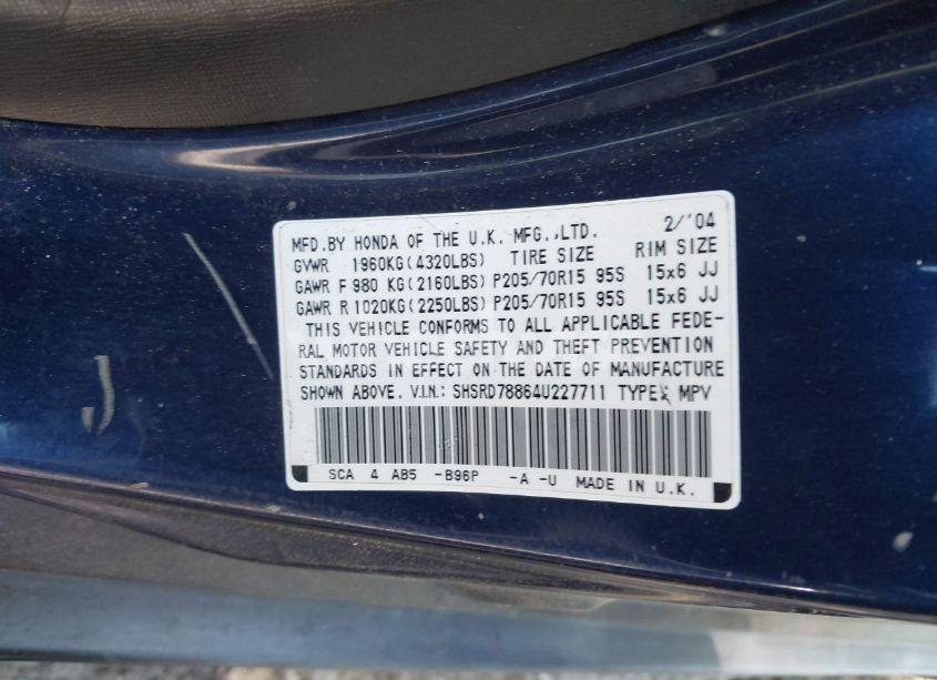 Photo 9 of 2004 Honda Cr-v EX (VIN SHSRD78864U227711)