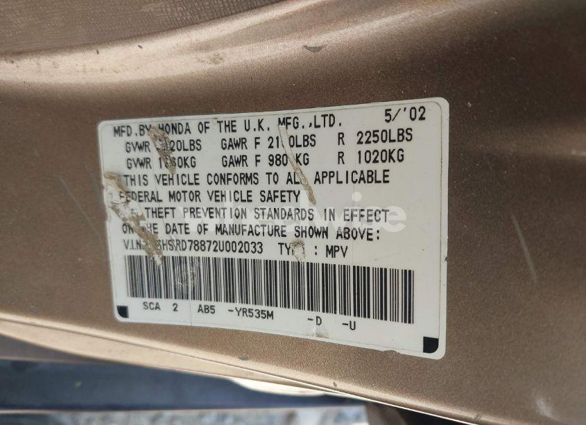 Photo 9 of 2002 Honda Cr-v EX (VIN SHSRD78872U002033)