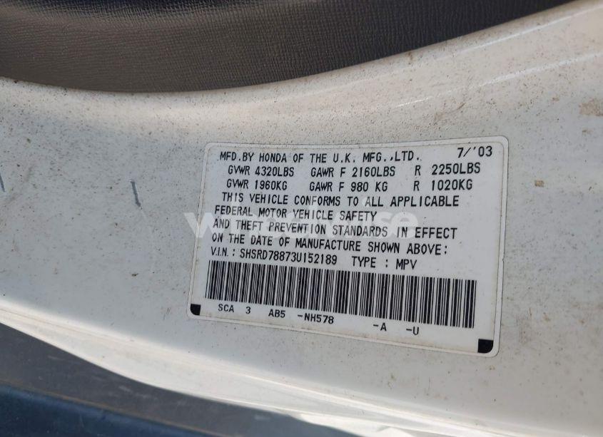 Photo 9 of 2003 Honda Cr-v EX (VIN SHSRD78873U152189)