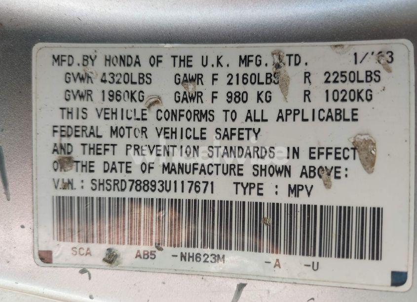 Photo 9 of 2003 Honda Cr-v EX (VIN SHSRD78893U117671)