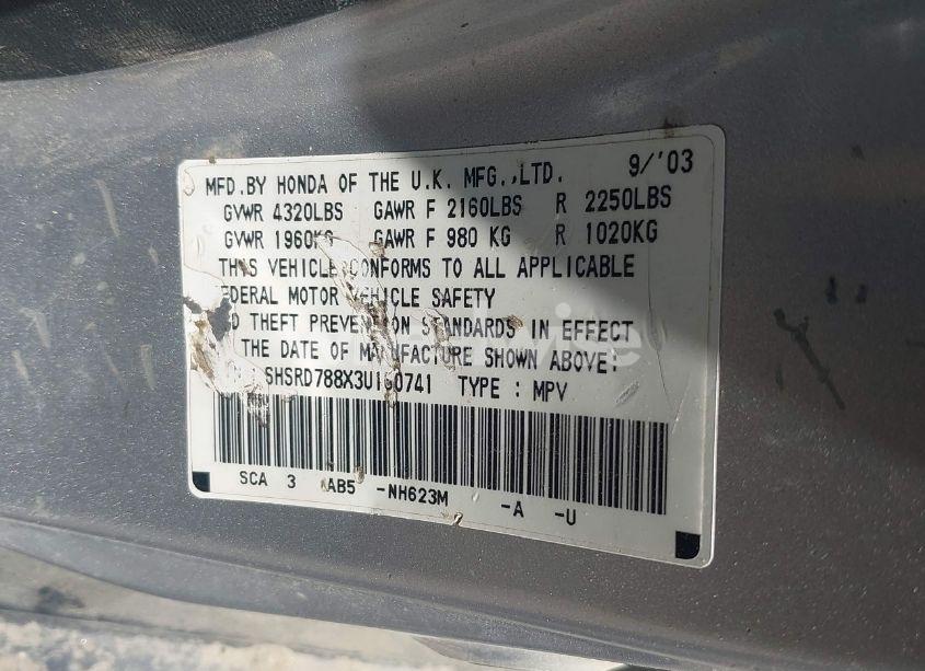 Photo 9 of 2003 Honda Cr-v EX (VIN SHSRD788X3U160741)