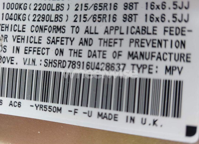Photo 9 of 2006 Honda Cr-v SE (VIN SHSRD78916U428637)