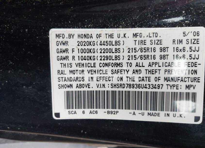 Photo 9 of 2006 Honda Cr-v SE (VIN SHSRD789364433497)