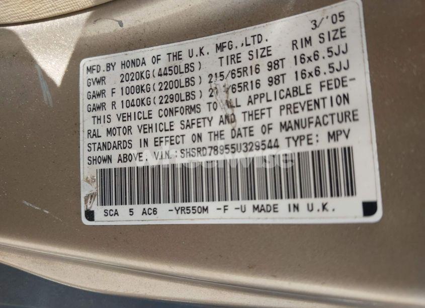 Photo 9 of 2005 Honda Cr-v SE (VIN SHSRD78955U329544)