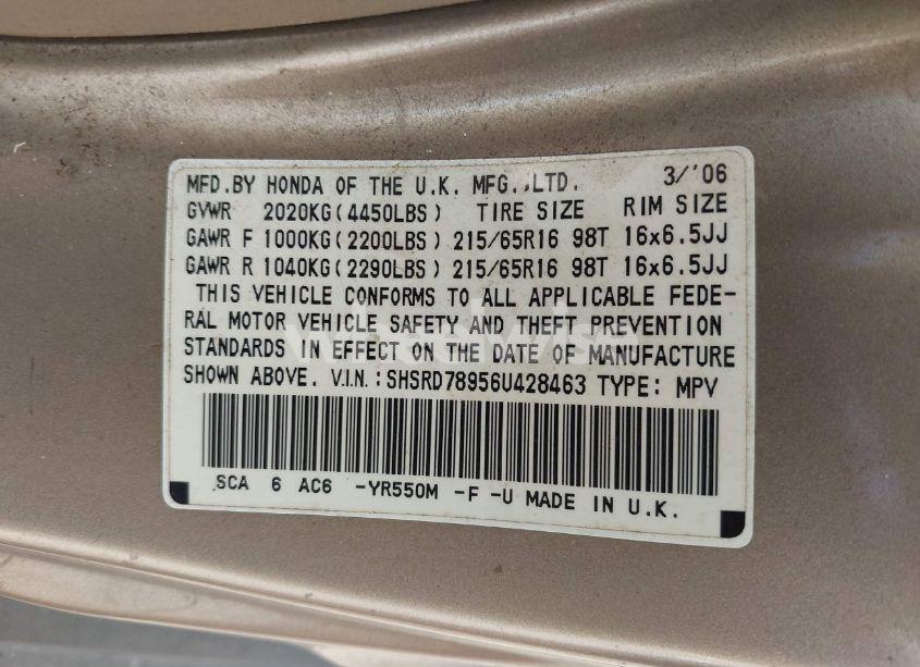 Photo 9 of 2006 Honda Cr-v SE (VIN SHSRD78956U428463)