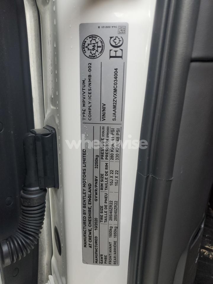 Photo 14 of 2021 BENTLEY BENTAYGA (VIN SJAAM2ZVXMC034004)