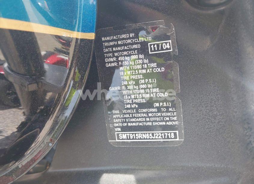 Photo 10 of 2005 Triumph Motorcycle SPEED MASTER (VIN SMT915RN65J221718)