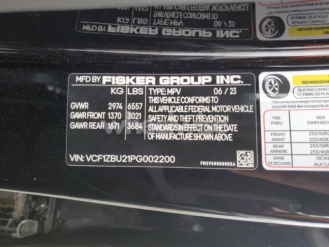 Photo 13 of 2023 FISKER INC. OCEAN OCEAN ONE (VIN VCF1ZBU21PG002200)