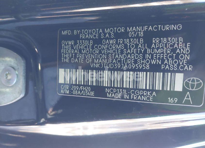 Photo 9 of 2018 Toyota Yaris LE (VIN VNKJTUD39JA095958)