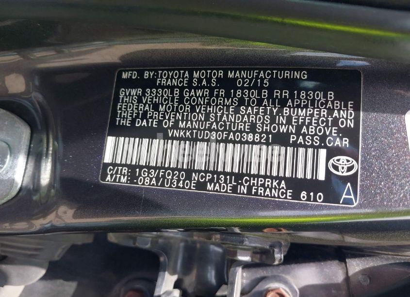 Photo 9 of 2015 Toyota Yaris L (VIN VNKKTUD30FA038821)