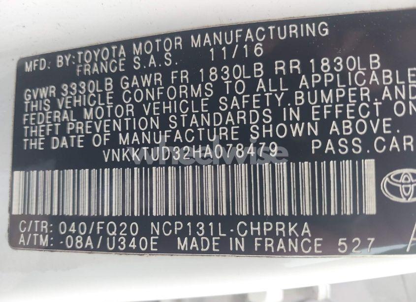 Photo 9 of 2017 Toyota Yaris L (VIN VNKKTUD32HA078479)