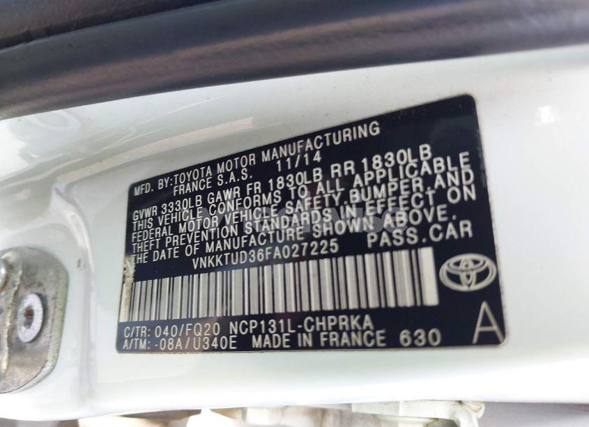 Photo 9 of 2015 Toyota Yaris L (VIN VNKKTUD36FA027225)
