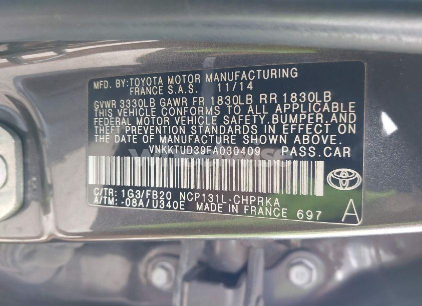 Photo 9 of 2015 Toyota Yaris LE (VIN VNKKTUD39FA030409)