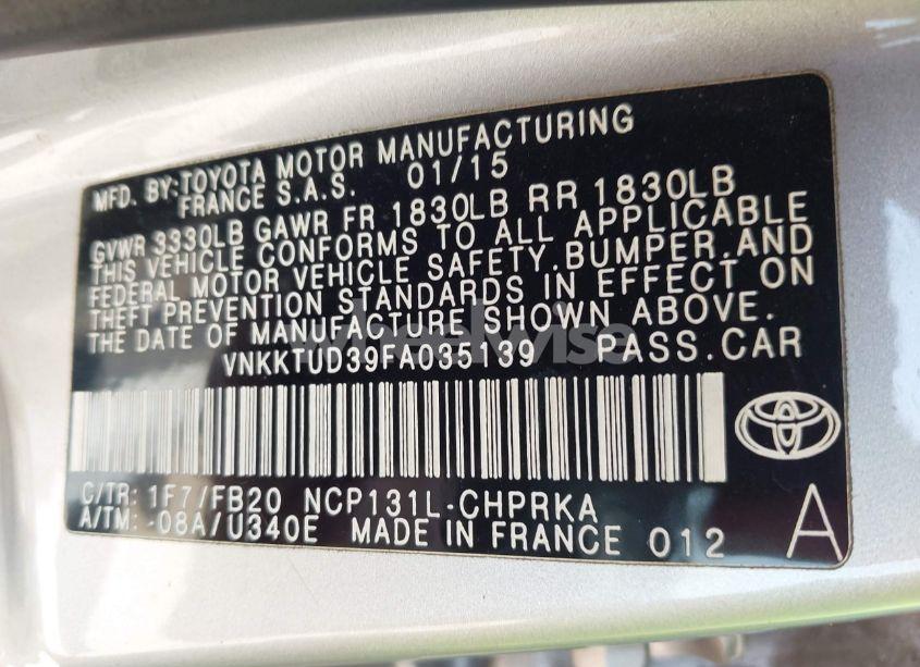 Photo 9 of 2015 Toyota Yaris LE (VIN VNKKTUD39FA035139)