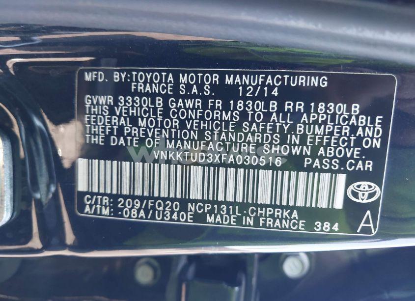 Photo 9 of 2015 Toyota Yaris L (VIN VNKKTUD3XFA030516)