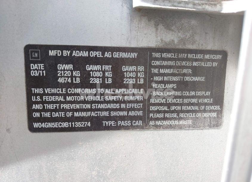 Photo 9 of 2011 Buick Regal CXL RUSSELSHEIM (VIN W04GN5EC9B1135274)