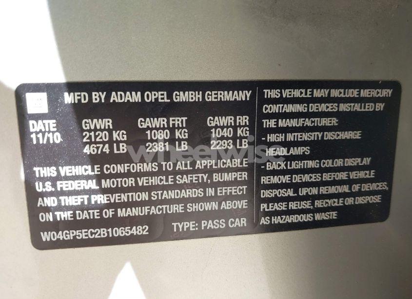 Photo 9 of 2011 Buick Regal CXL RUSSELSHEIM (VIN W04GP5EC2B1065482)