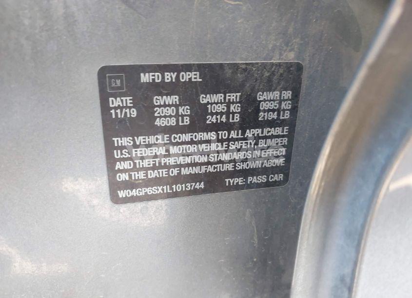 Photo 9 of 2020 Buick Regal SPORTBACK FWD ESSENCE (VIN W04GP6SX1L1013744)