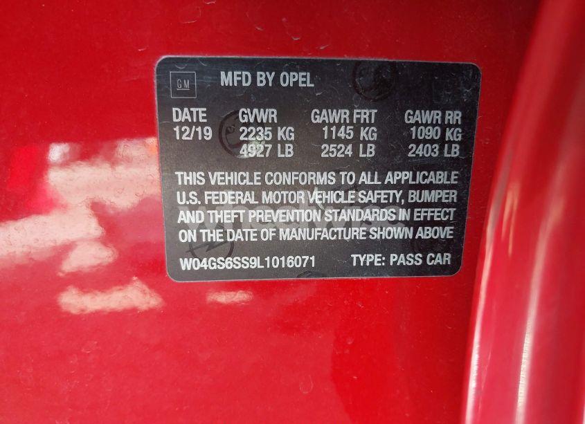 Photo 9 of 2020 Buick Regal SPORTBACK AWD GS (VIN W04GS6SS9L1016071)