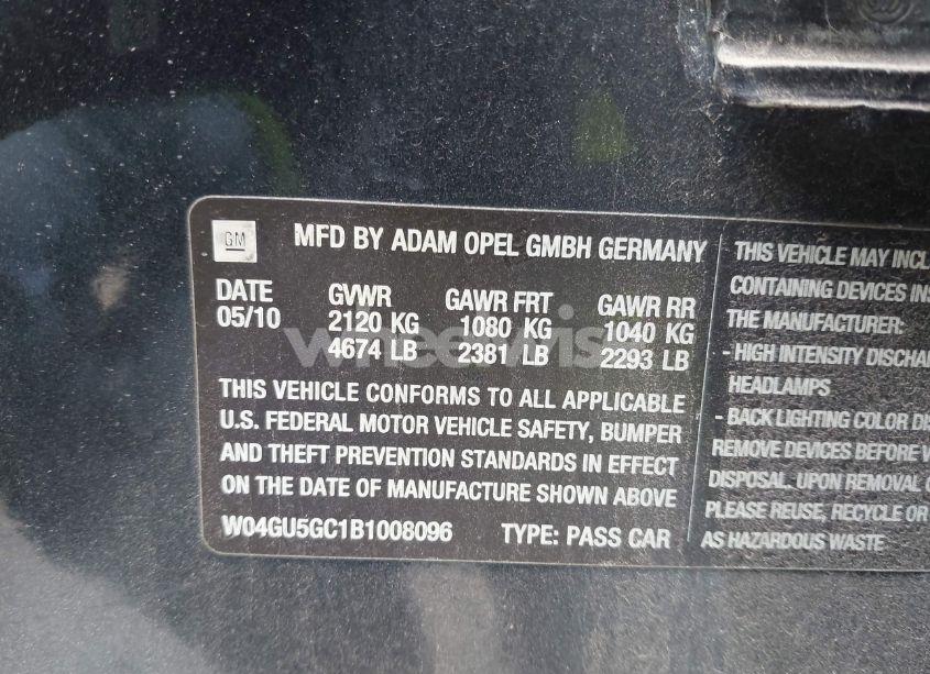 Photo 9 of 2011 Buick Regal CXL RUSSELSHEIM (VIN W04GU5GC1B1008096)