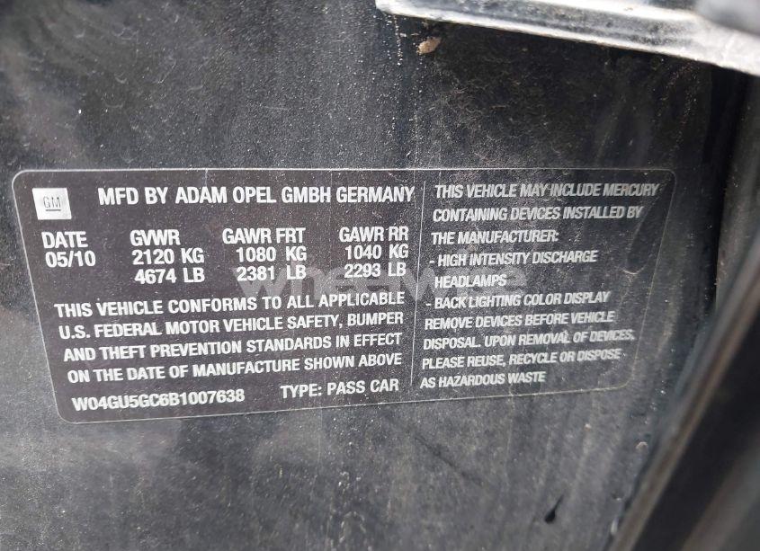 Photo 9 of 2011 Buick Regal CXL RUSSELSHEIM (VIN W04GU5GC6B1007638)