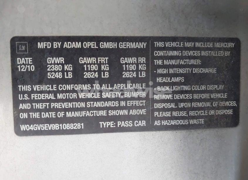 Photo 9 of 2011 Buick Regal CXL TURBO RUSSELSHEIM (VIN W04GV5EV9B1088281)