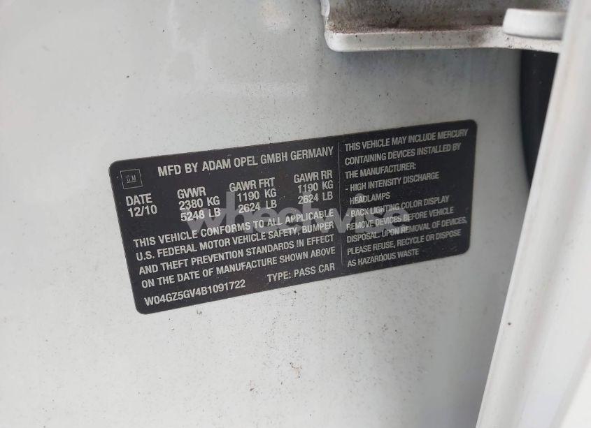 Photo 9 of 2011 Buick Regal CXL TURBO RUSSELSHEIM (VIN W04GZ5GV4B1091722)