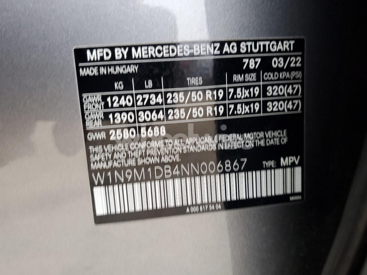 Photo 13 of 2022 MERCEDES-BENZ EQB 350 4MATIC (VIN W1N9M1DB4NN006867)