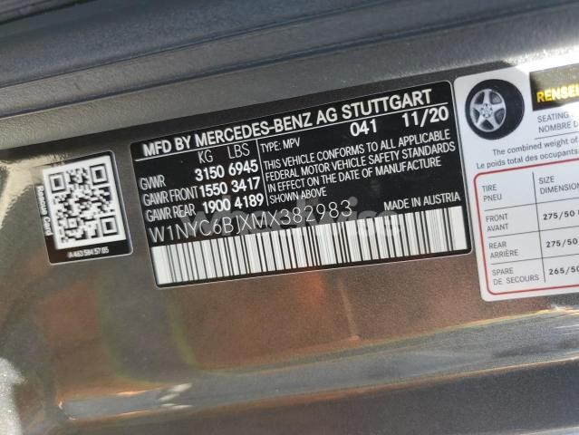 2021 MERCEDES-BENZ G 550 (VIN W1NYC6BJXMX382983) main photo