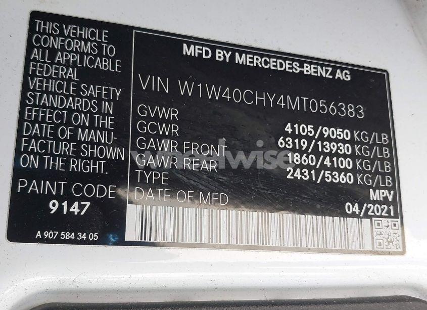 Photo 9 of 2021 Mercedes-benz Sprinter 2500 HIGH ROOF I4 (VIN W1W40CHY4MT056383)