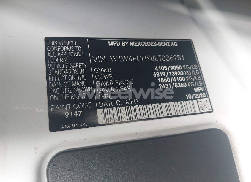 Photo 9 of 2020 Mercedes-benz Sprinter 2500 HIGH ROOF V6 (VIN W1W4ECHY8LT036251)
