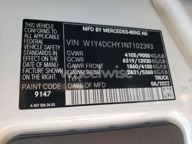 2022 MERCEDES-BENZ SPRINTER 2500 (VIN W1Y4DCHY1NT102393) main photo