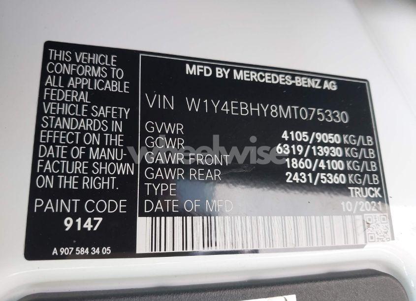 Photo 9 of 2021 Mercedes-benz Sprinter 2500 STANDARD ROOF V6 (VIN W1Y4EBHY8MT075330)