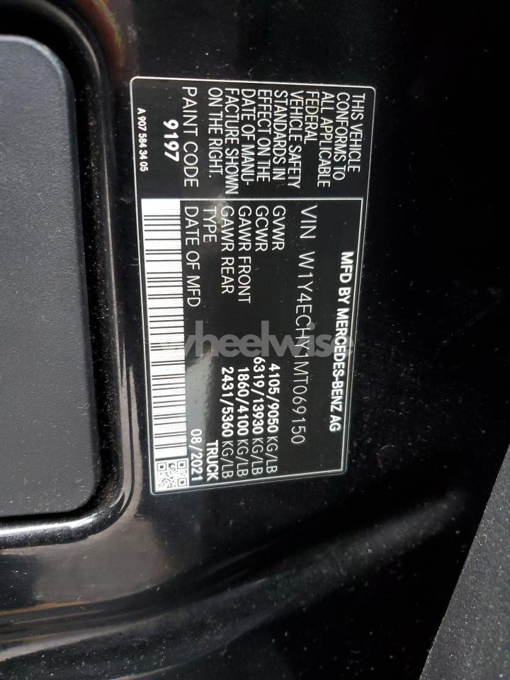 Photo 14 of 2021 MERCEDES BENZ SPRINTER 2500 DELIVERY VAN (VIN W1Y4ECHY1MT069150)