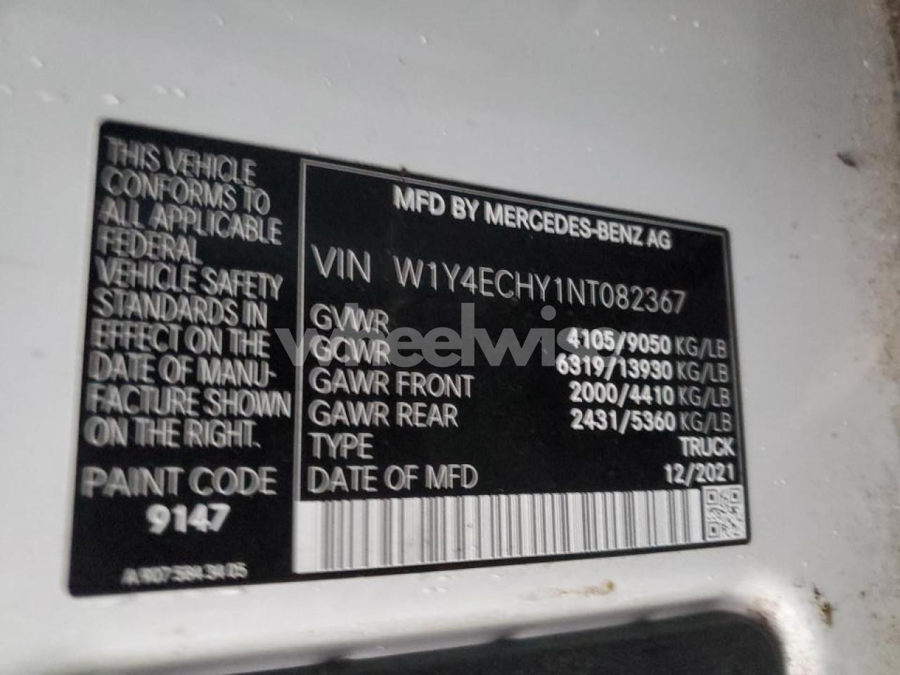 Photo 12 of 2022 MERCEDES BENZ SPRINTER 2500 DELIVERY VAN (VIN W1Y4ECHY1NT082367)