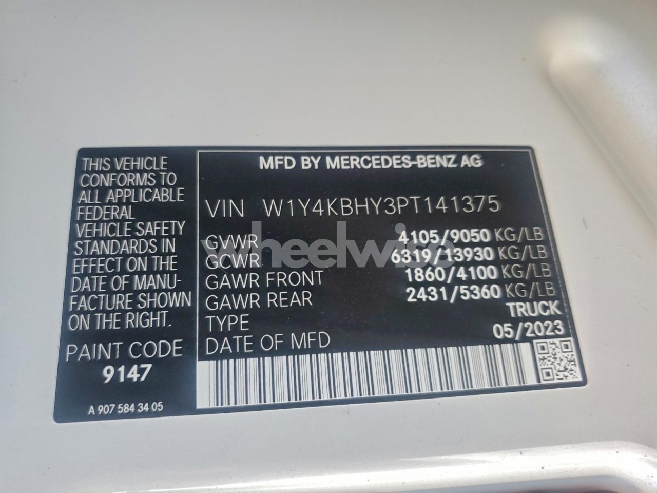 Photo 12 of 2023 MERCEDES-BENZ SPRINTER 2500 (VIN W1Y4KBHY3PT141375)