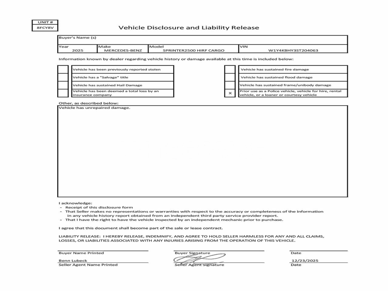 Photo 13 of 2025 MERCEDES-BENZ SPRINTER 2500 (VIN W1Y4KBHY3ST204063)