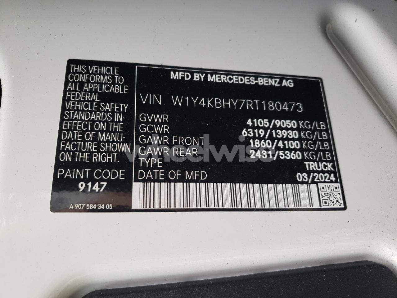 Photo 13 of 2024 MERCEDES-BENZ SPRINTER 2500 (VIN W1Y4KBHY7RT180473)