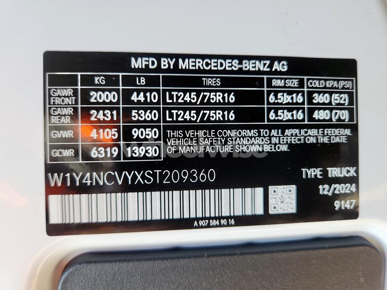 Photo 13 of 2025 MERCEDES-BENZ SPRINTER 2500 (VIN W1Y4NCVYXST209360)