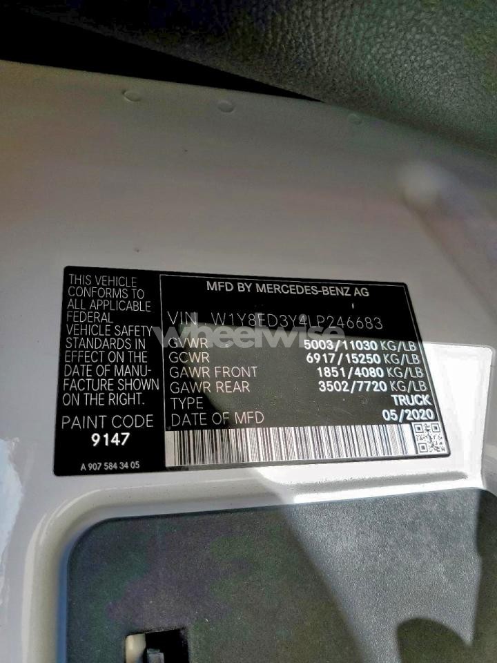 Photo 14 of 2020 MERCEDES BENZ SPRINTER 3500 DELIVERY VAN (VIN W1Y8ED3Y4LP246683)