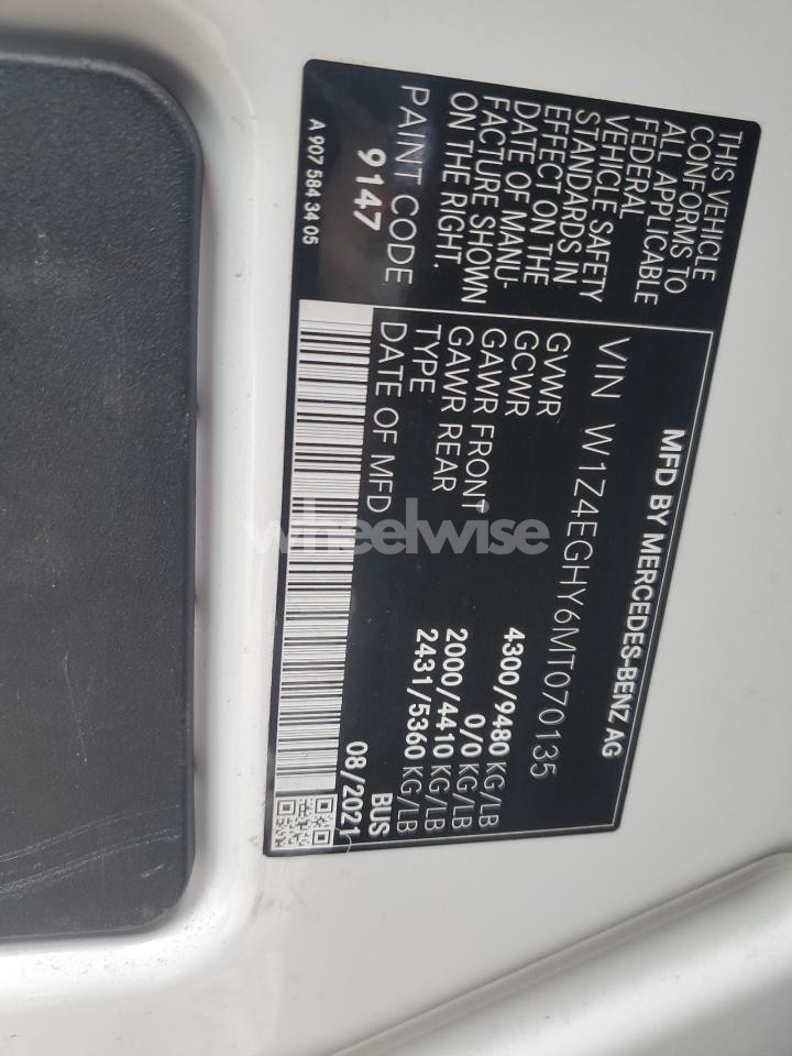Photo 13 of 2021 MERCEDES-BENZ SPRINTER 2500 (VIN W1Z4EGHY6MT070135)