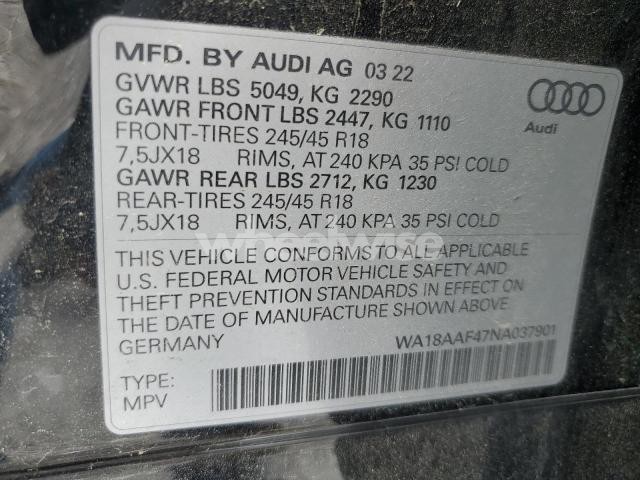 Photo 9 of 2022 AUDI A4 ALLROAD PREMIUM PLUS (VIN WA18AAF47NA037901)