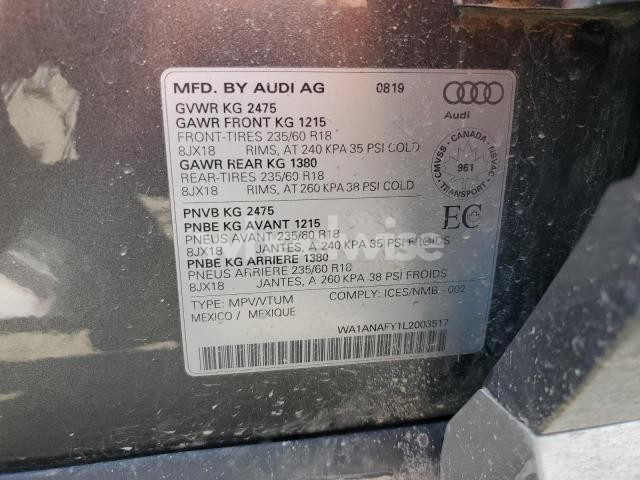 Photo 10 of 2020 AUDI Q5 PREMIUM (VIN WA1ANAFY1L2003517)